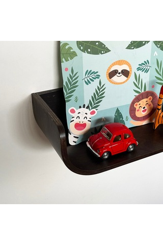 Dekoratif Ahşap Tasarım Duvar Rafı Ceviz