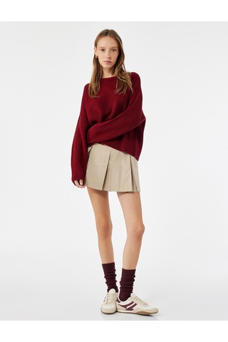 Koton Uzun Kollu Bisiklet Yaka Basic Triko Kazak Bordo 6wal90048ht Bordo