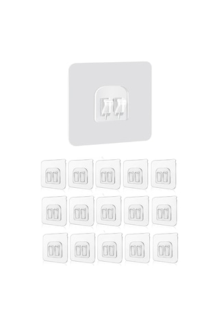 Smartizi 15'li Çiftli Banyo Köşe Rafı Yedek Sticker 60x60mm - 15 Parça Dev Avantaj Paketi Güçlü Kanca Seti
