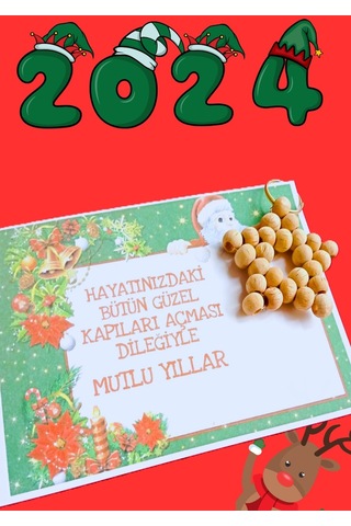 25 Adet Naturel Yıldız Anahtarlık - Ahşap Yıldız - Noel Baba Kart