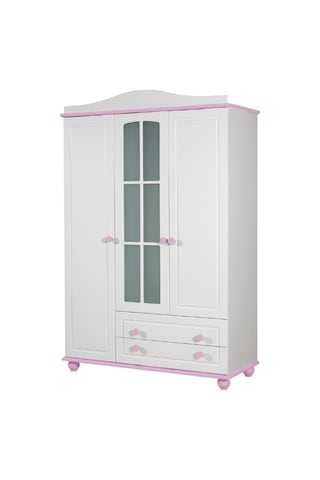 Meltem Kids Carino Pembe Üç Kapılı Camlı Dolap