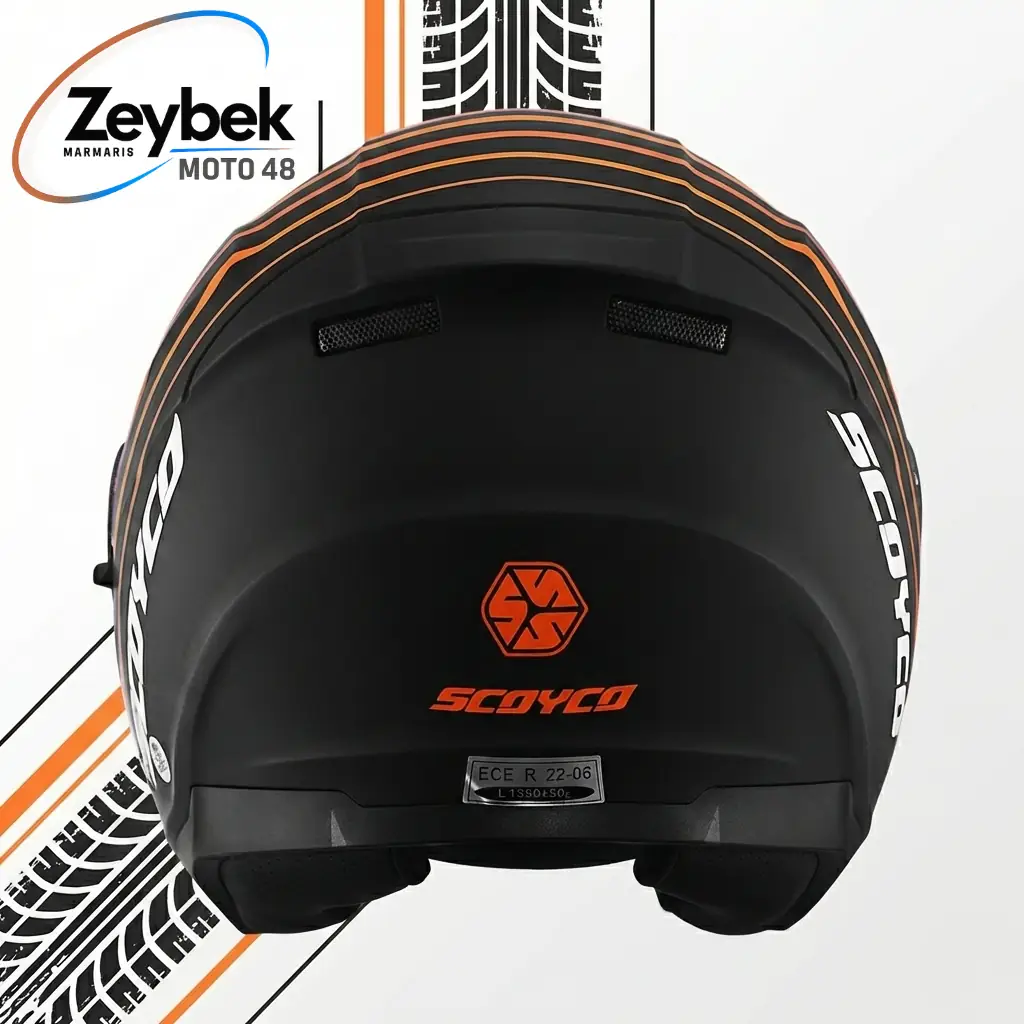Track Yarım Kask - Güneş Vizörlü Intercom Uyumlu Mat Siyah Dot & Ce Onaylı Beyaz - Siyah - Turuncu