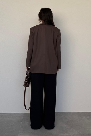 Madmext Kahverengi Oversize Blazer Kadın Ceket Mg2445 Kahverengi