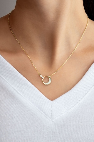 Ay Tutulması 18 Ayar Sarı Altın Kaplama 44 Cm Gümüş Minimal Kolye