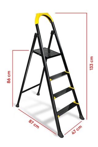 Ze Hardy 3+1 Basamaklı Özel Tasarım Hafif Merdiven Kaymaz Papuçlu Dayanıklı Paslanmaz 3+1 Basamak