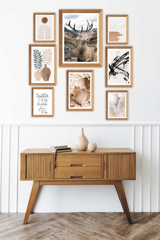 No77decor Sanatsal Bohem Yazı Ve Geyik Temalı Tablo Seti