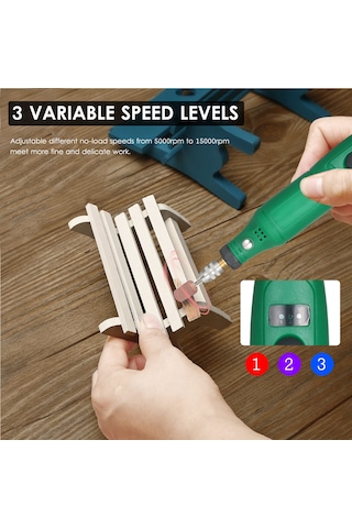 Geeroyoo 12v Mini El Taşlama Seti, 24 Parça Aksesuarlı, 5000-15000 Rpm Hız Ayarlı, Yeşil, Eu Fişli