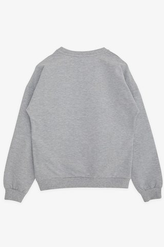 Breeze Kız Çocuk Sweatshirt Şaşkın Kız Baskılı 9-14 Yaş, Gri Melanj Gri