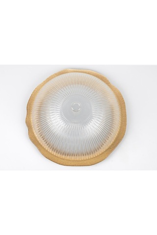 Cam Kapaklı Gold Altlı Kek Fanusu Sunum Fanusu 32 Cm