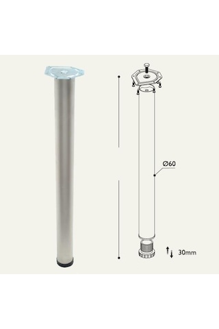 Gürçayhırdavat Masa Ayağı 11.180 - 60Mm Krom 80Cm (4 Adet)