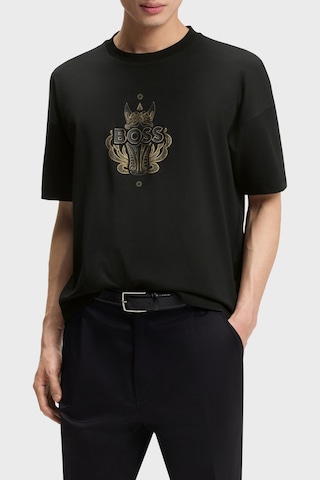 Boss Baskılı Pamuklu Regular Fit Bisiklet Yaka T Shirt Erkek T Shirt 50565015 001 Siyah