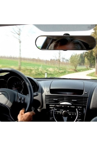 Ayna İç Dikiz Aynası İlave Vantuzlu Her Yöne Dönebilen Oynar Başlıklı Geniş Görüş Açısı Siyah 27cm