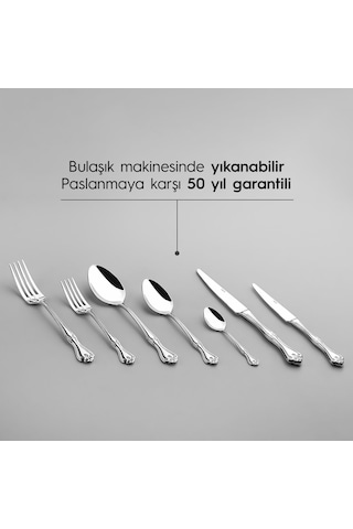 Nehir Lalezar Sade 12 Kişilik 84 Parça Çatal Kaşık Bıçak Takımı Gümüş