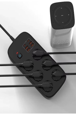 Termal Akım Korumalı 6 Lü Priz 4x Usb 2x Type-c Çıkışlı Grup Priz Çoğaltıcı 3500w Siyah 0 - 2 M