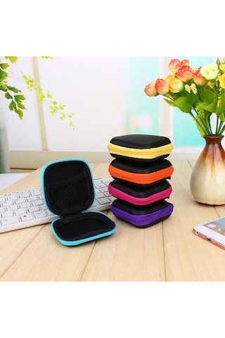 Tenfowee Mükemmel Koruma Sağlayan Mavi Kareli Kulaklık Kutusu - Dayanıklı Polietilen, 70x70x20mm İç Ölçü, Bluetooth Kulaklıklar İçin Uyumlu Diğer