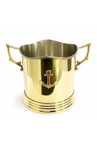 Pirinç Buz Kovası 17 20 Cm Metal Şık Tasarım Sarı