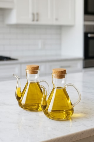 2 Li Borosilikat Cam Mantar Kapaklı Yağdanlık 500 Ml Liya Beyaz