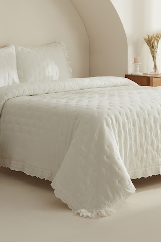 Karaca Home Aurora Çift Kişilik Yatak Örtüsü Seti Beyaz