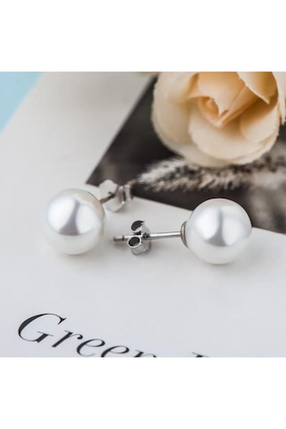 Brezza Lusso Jewelry Enesstore Gümüş Inci Bayan Küpe