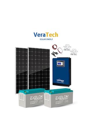 Veratech Karavan Solar Enerji Paketi 2x390w Güneş Paneli, 3kva Mppt İnverter, 2x150ah Jel Akü