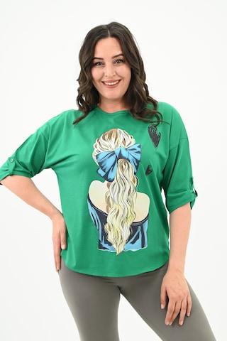 Kadın Büyük Beden Kalp Baskılı Oversize T-shirt 1773-3-24 001