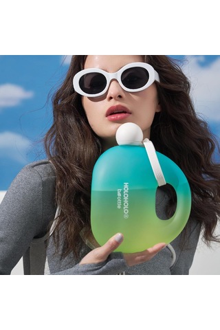 Silikon Pipetli 40 Oz Su Şişesi,% 100 Sızıntı Geçirmez, Ofis, Seyahat Ve Spor İçin Harika - Yeşil Ve Sarı Siyah-Yeşil