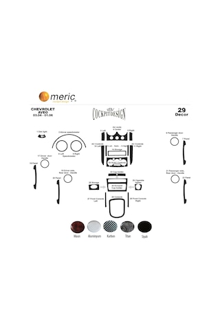 Meriç® Chevrolet Aveo Ön Torpido Kaplama 29 Parça 2004-2006 (530155975)