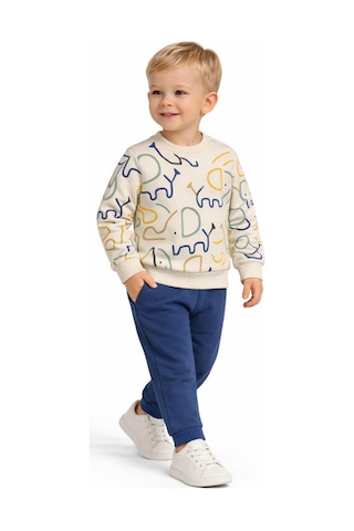 Baglan Erkek Çocuk Önü Baskılı Sweatshirt Ve Eşofman Alt Takım Bgl-st05254 İndigo