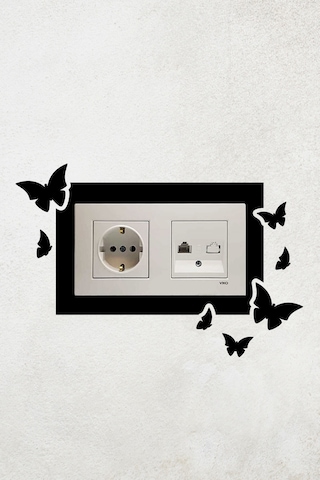 Kelebek Tasarım 2li Priz Çerçevesi İç Ölçü 15,5x8,4 Cm Ikili Priz Çerçeve Kelebek - Ev Süsü