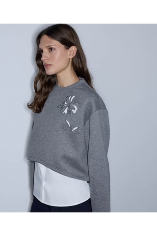 İpekyol Çift Parça Görünüm Cutout Gri Kadın Sweatshirt Iw6260091123