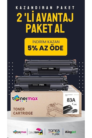 Hp 83a / Cf283a Uyumlu Toner 2'li Paket / M201 / M125 / M225 / M127