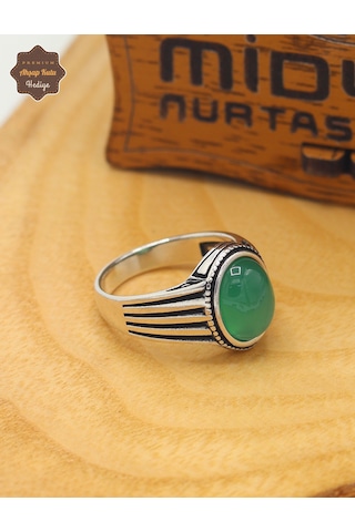 Zümrüt Taşlı Oval Tasarım 925 Ayar Gümüş Çocuk Yüzüğü 201025332 Gümüş