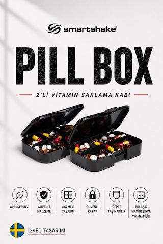 Smartshake Vitamin Ve Takviye Saklama Kutusu Siyah 2'li Set