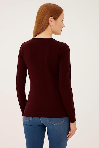 Fashion Friends Kadın U Yaka Kazak 25k0779k1 Bordo