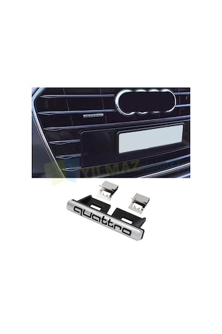 Audi Quattro Logo Ön Panjur Arma Amblem Metal Yüksek Kalite Siyah