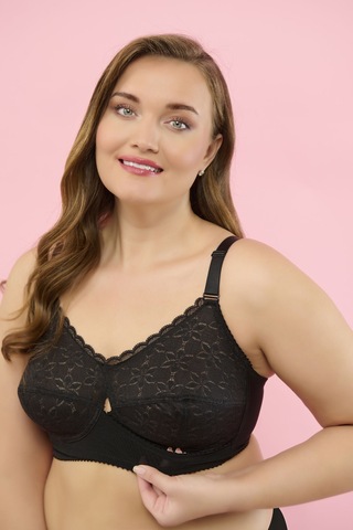 Yeni İnci 2 Beden Küçülten Telsiz Dantelli Sütyen Siyah S1350 Siyah