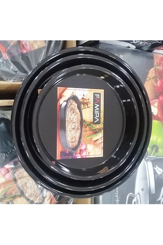 Emaye Fırın Tepsi Seti 28/32/36 CM Boylarda 3 Tepsi Siyah