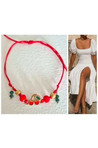 Glamglamour Kırmızı Kiraz Bayan Halhal