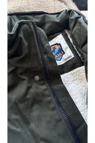 Alaska The Last Frontier Slim Fit Çıkarılabilir Kapüşonlu Gabardin Uzun Parka Kaban Haki