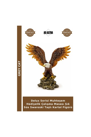 Delux Serisi Muhteşem Hediyelik Çalışma Masası Şık Süs Swaroski Taşlı Kartal Figürü