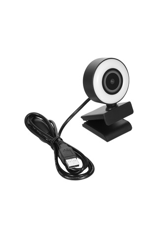 Springsun Otomatik Odaklı 2mp 1080p Webcam - Mini Dairesel Işıklı Güzellik Kamera, Mikrofonlu, Canlı Yayın Ve Toplantılar İçin Uyumlu