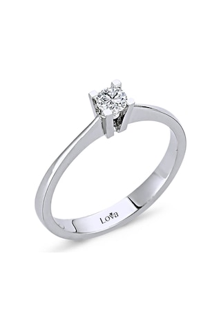 Lova E Renk 0,15 Karat Pırlanta Tektaş Yüzük - 1030027