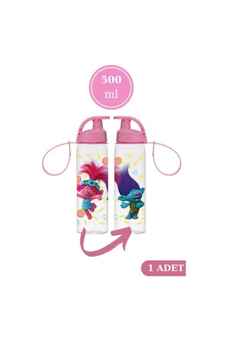 Flosoft Lisanslı Trolls Matara Ve Beslenme Kutusu, 3 Bölmeli Okul Beslenme Kabı Ve Suluğu 2 Li Set