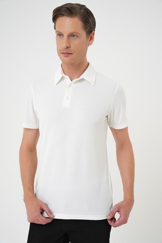 Efor Comfort Fit Polo Yaka Viskon Karışımlı Casual Beyaz Tişört Ts 901 Beyaz