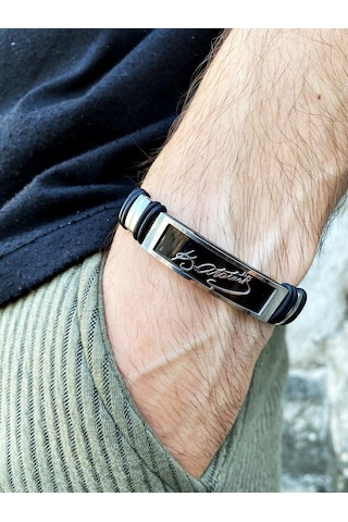 Atatürk İmzalı Kemer Kordon Çelik Bileklik scb22