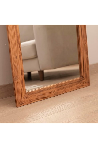 Dfn Wood Masif Ahşap Dikdörtgen Dekoratif Duvar Salon Ofis Boy Aynası 100x40 Cm Çok Renkli