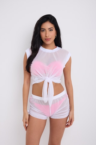 By Papi Büzgülü Tül Şort Beyaz