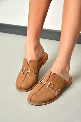 Fox Shoes U944150403 Taba Hakiki Deri Önü Kapalı Kadın Terlik Taba-hakiki Deri