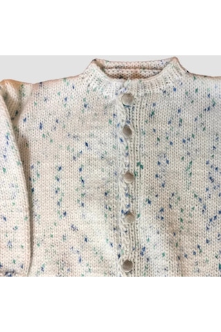 Uretti - Kadir 7704 - El Yapımı Örgü Bebek Hırka - 12 Ay Beyaz