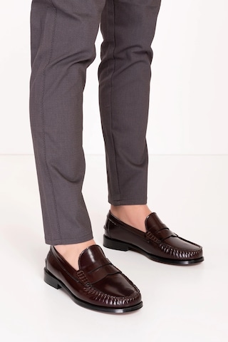 Gondol Erkek Hakiki Deri Kösele Loafer Ayakkabı Ny.005 Bordo Rugan